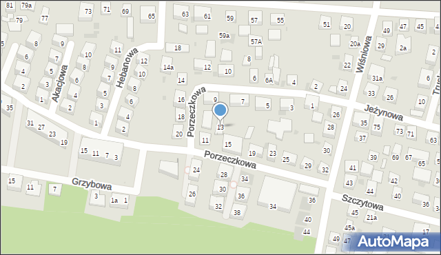 Bydgoszcz, Porzeczkowa, 13, mapa Bydgoszczy