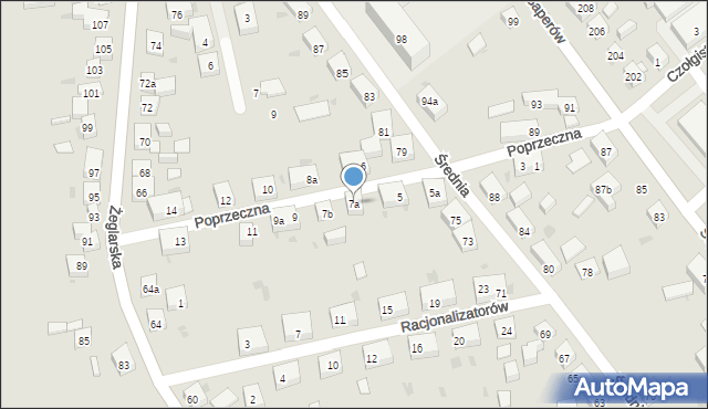 Bydgoszcz, Poprzeczna, 7a, mapa Bydgoszczy