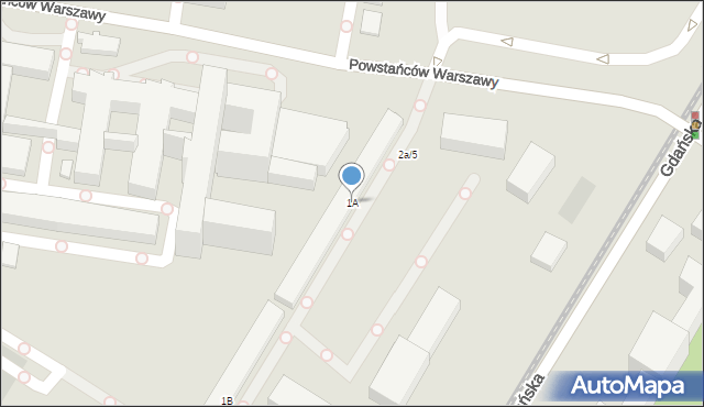 Bydgoszcz, Powstańców Warszawy, 1A, mapa Bydgoszczy