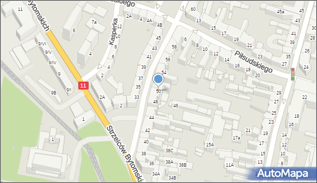 Bytom, Powstańców Warszawskich, 50, mapa Bytomia