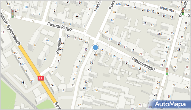 Bytom, Powstańców Warszawskich, 58, mapa Bytomia