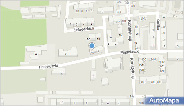Bytom, Popiełuszki Jerzego, bł. ks., 7A, mapa Bytomia