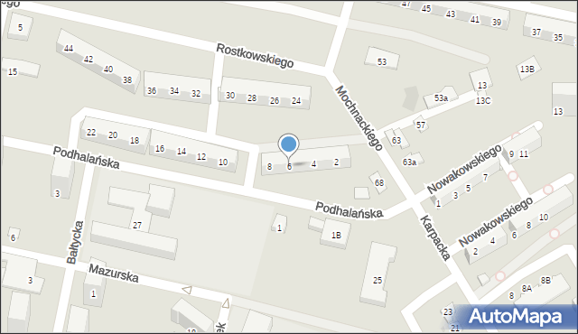 Bytom, Podhalańska, 6, mapa Bytomia
