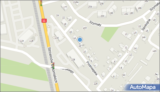 Bytom, Podmiejska, 12, mapa Bytomia
