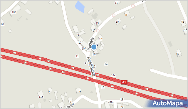 Bytom, Pochyła, 16, mapa Bytomia