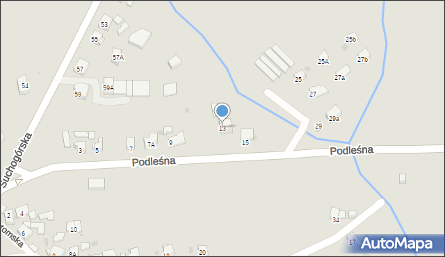 Bytom, Podleśna, 13, mapa Bytomia