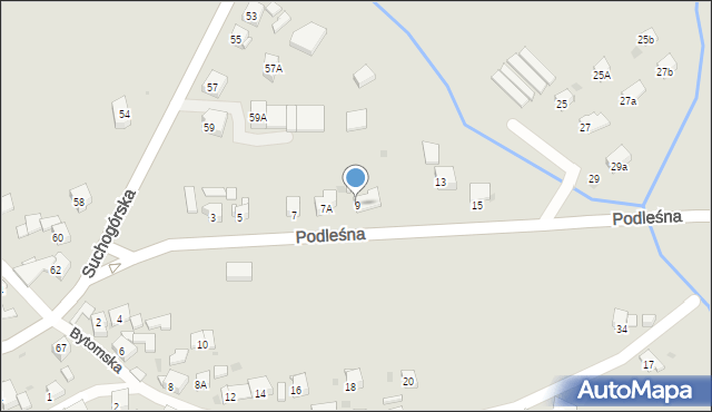 Bytom, Podleśna, 9, mapa Bytomia