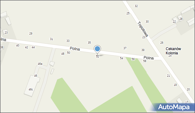 Cekanów, Polna, 52, mapa Cekanów