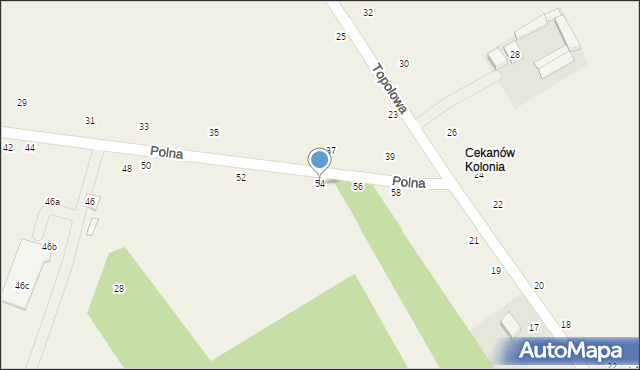 Cekanów, Polna, 54, mapa Cekanów