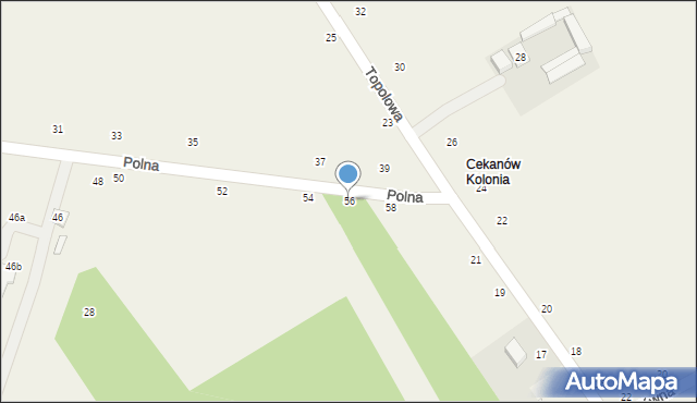 Cekanów, Polna, 56, mapa Cekanów