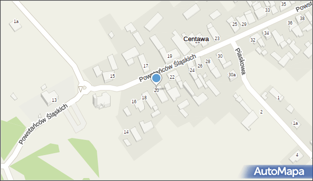 Centawa, Powstańców Śląskich, 20, mapa Centawa