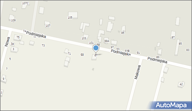 Chechło Pierwsze, Podmiejska, 67, mapa Chechło Pierwsze
