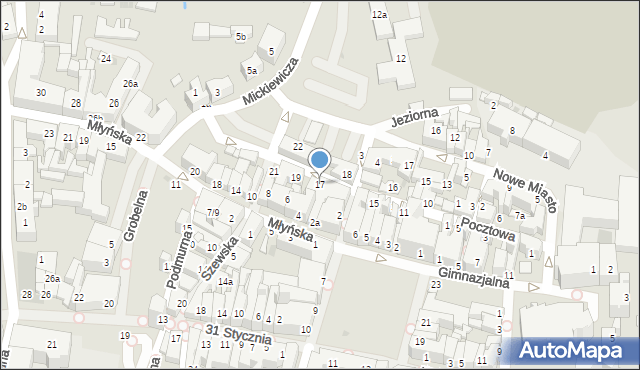 Chojnice, Pocztowa, 17, mapa Chojnic