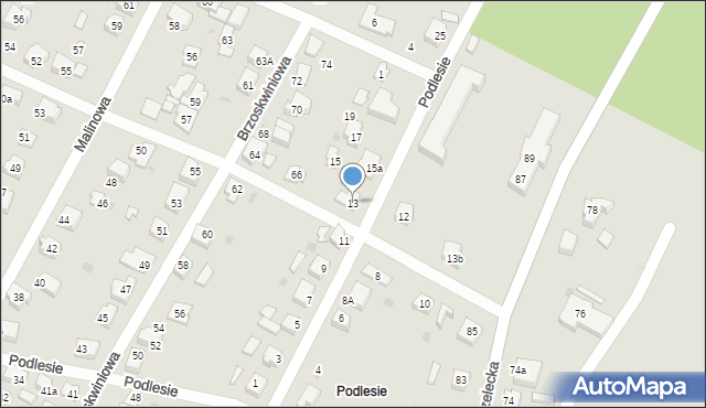 Chojnice, Podlesie, 13, mapa Chojnic