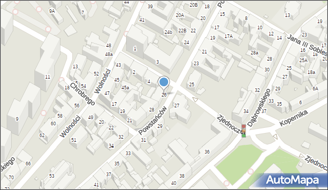 Chorzów, Powstańców, 26, mapa Chorzów