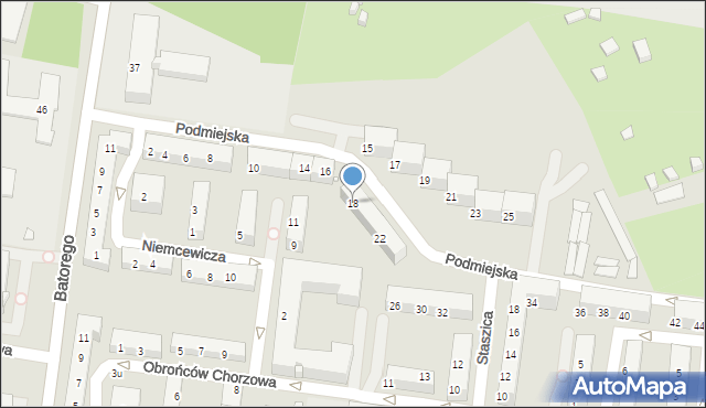 Chorzów, Podmiejska, 18, mapa Chorzów