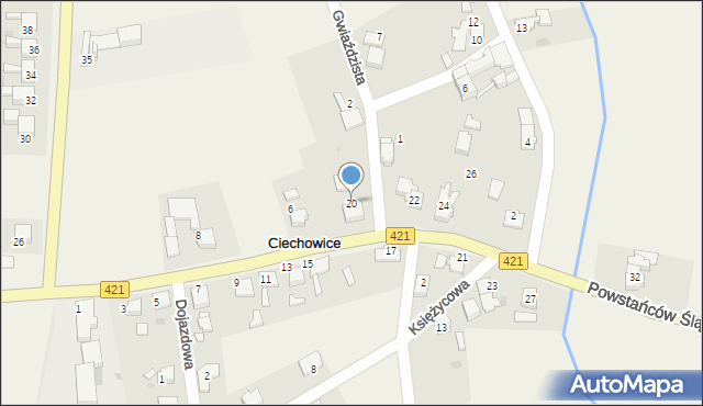 Ciechowice, Powstańców Śląskich, 20, mapa Ciechowice