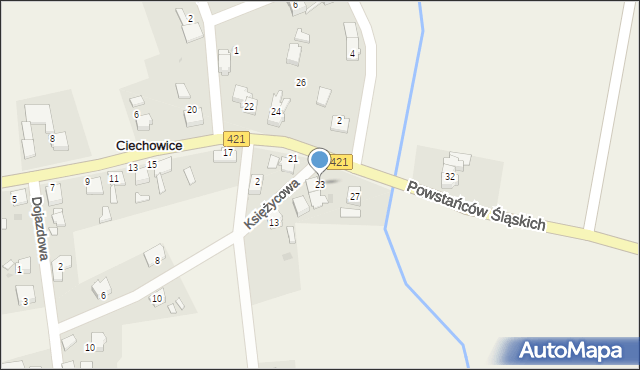 Ciechowice, Powstańców Śląskich, 23, mapa Ciechowice