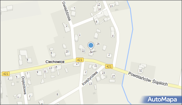 Ciechowice, Powstańców Śląskich, 24, mapa Ciechowice