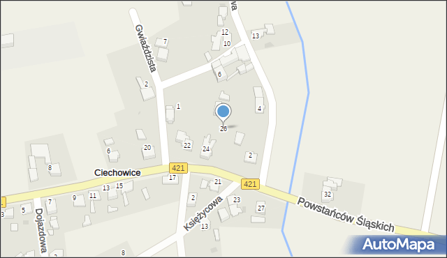 Ciechowice, Powstańców Śląskich, 26, mapa Ciechowice