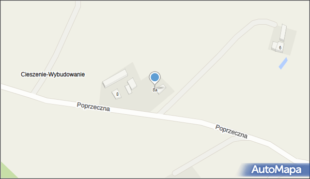 Cieszenie, Poprzeczna, 8a, mapa Cieszenie