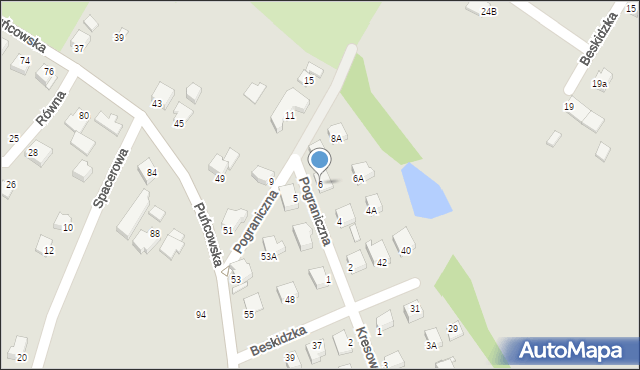 Cieszyn, Pograniczna, 6, mapa Cieszyna