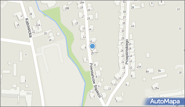 Cieszyn, Powstańców Śląskich, 10, mapa Cieszyna