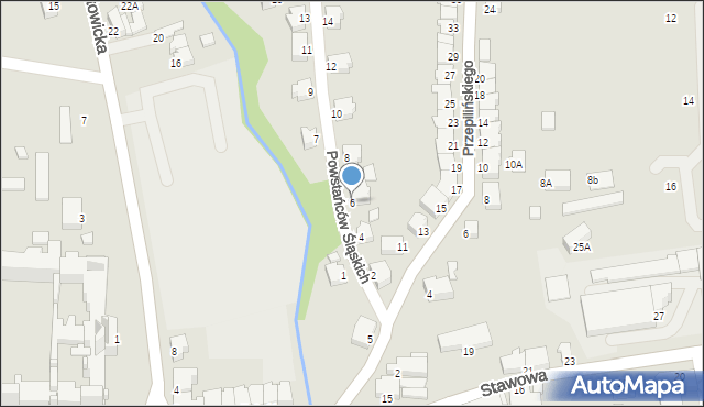 Cieszyn, Powstańców Śląskich, 6, mapa Cieszyna