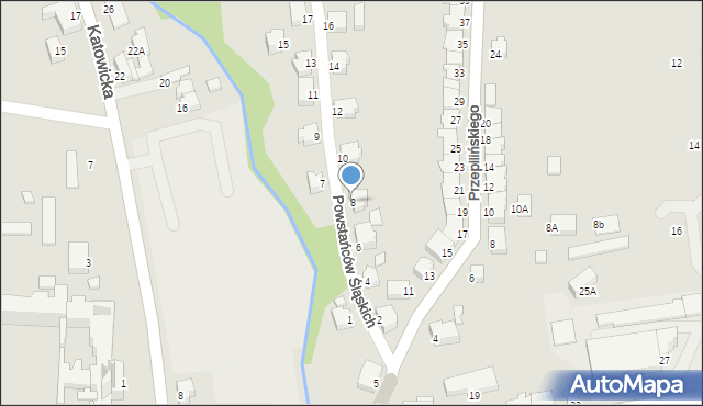 Cieszyn, Powstańców Śląskich, 8, mapa Cieszyna