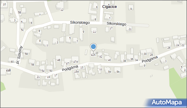 Cigacice, Podgórna, 44, mapa Cigacice