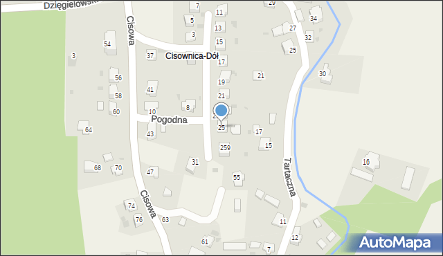 Cisownica, Pogodna, 25, mapa Cisownica