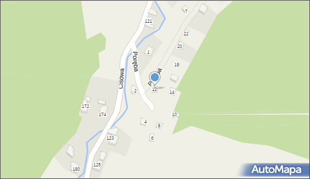 Cisownica, Poręba, 12, mapa Cisownica