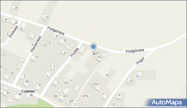 Czaniec, Podgórska, 38, mapa Czaniec