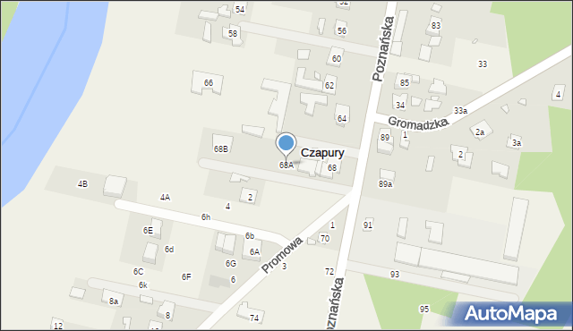 Czapury, Poznańska, 68A, mapa Czapury