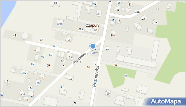 Czapury, Poznańska, 70, mapa Czapury