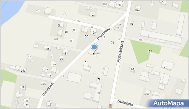 Czapury, Poznańska, 74, mapa Czapury