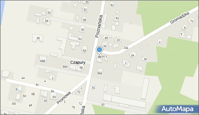 Czapury, Poznańska, 89, mapa Czapury