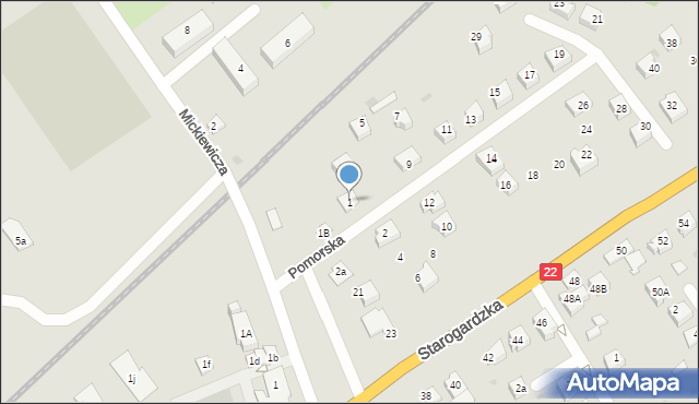 Czarna Woda, Pomorska, 1, mapa Czarna Woda