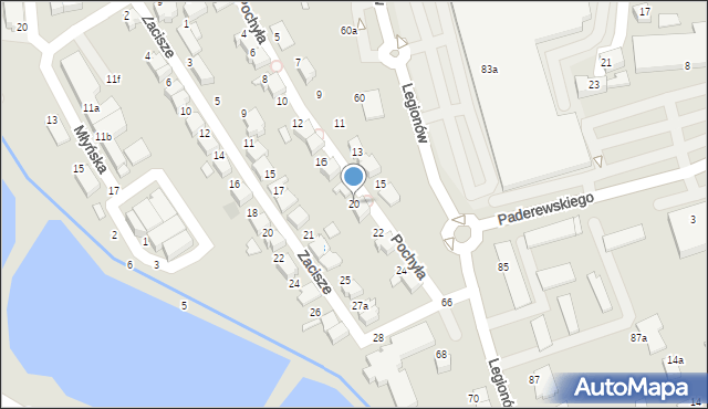 Czechowice-Dziedzice, Pochyła, 20, mapa Czechowic-Dziedzic