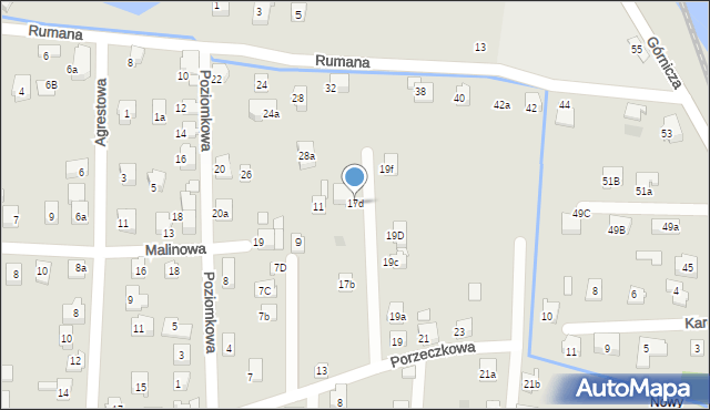 Czechowice-Dziedzice, Porzeczkowa, 17d, mapa Czechowic-Dziedzic