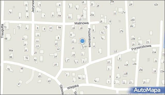 Czechowice-Dziedzice, Poziomkowa, 3, mapa Czechowic-Dziedzic