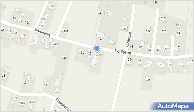 Czernica, Podleśna, 27, mapa Czernica