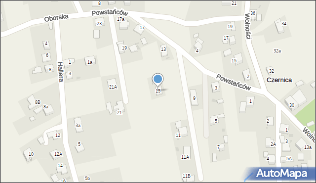 Czernica, Powstańców, 15, mapa Czernica