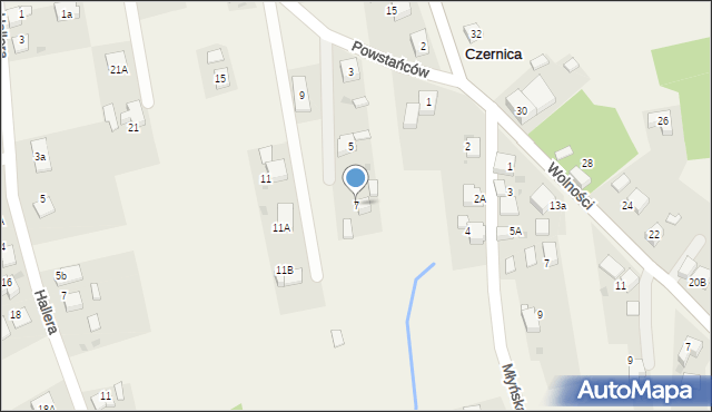 Czernica, Powstańców, 7, mapa Czernica