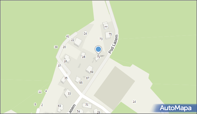 Czernichów, Pod Lasem, 71, mapa Czernichów