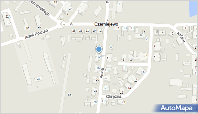 Czerniejewo, Polna, 12, mapa Czerniejewo