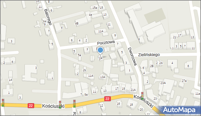 Czersk, Pocztowa, 1A, mapa Czersk