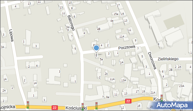 Czersk, Pocztowa, 5, mapa Czersk