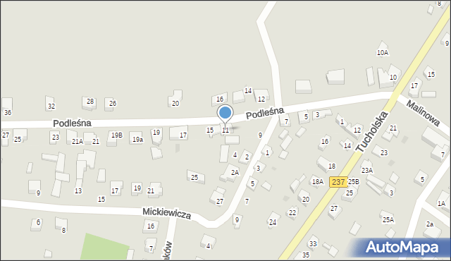 Czersk, Podleśna, 11, mapa Czersk