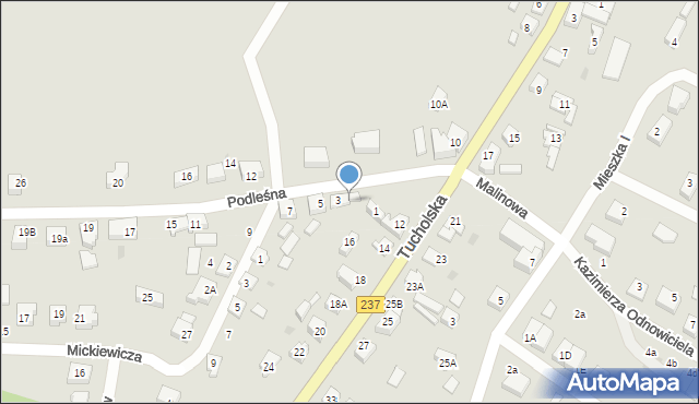 Czersk, Podleśna, 3A, mapa Czersk